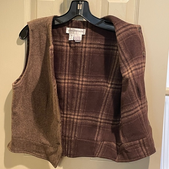 A Line Anne Klein Reversible Vest Herringbone/Plaid - Picture 6 of 12